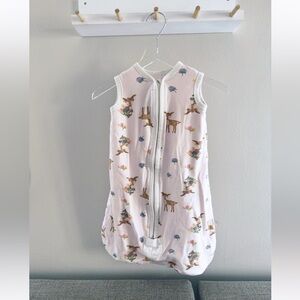 Burts Bees Baby Sleeper Zip up Deer Floral Pink 0-6 months newborn